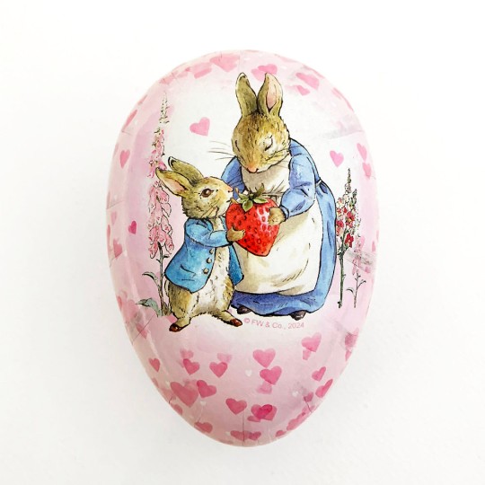 4-1/2" Peter Rabbit Strawberry Papier Mache Easter Egg Container ~ Germany